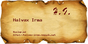 Halvax Irma névjegykártya