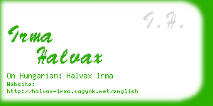 irma halvax business card